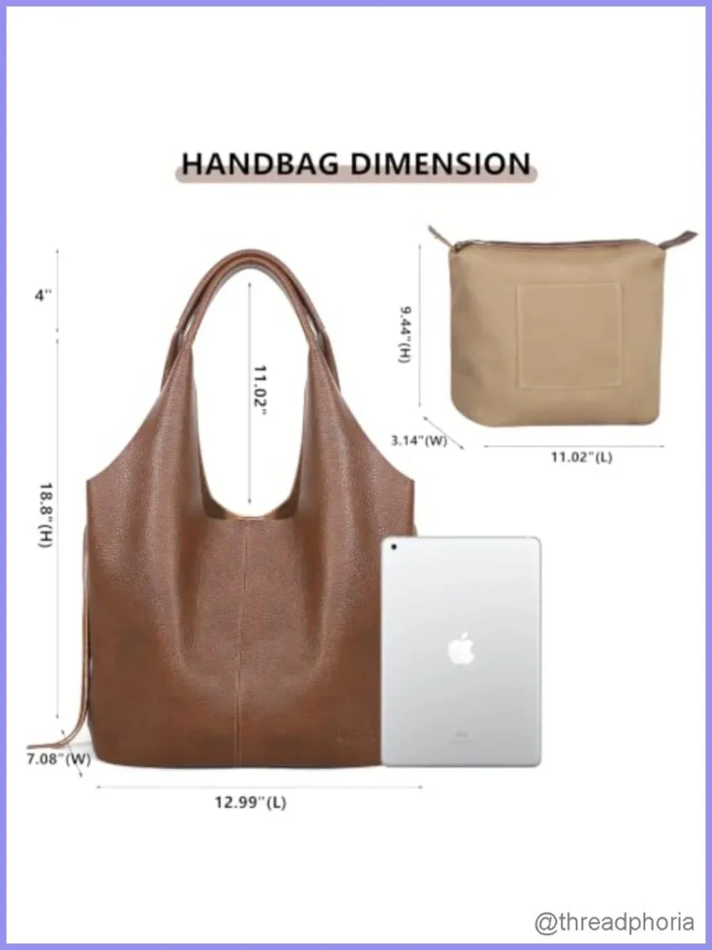 Genuine Leather Slouchy Hobo Shoulder Bag Tote Women